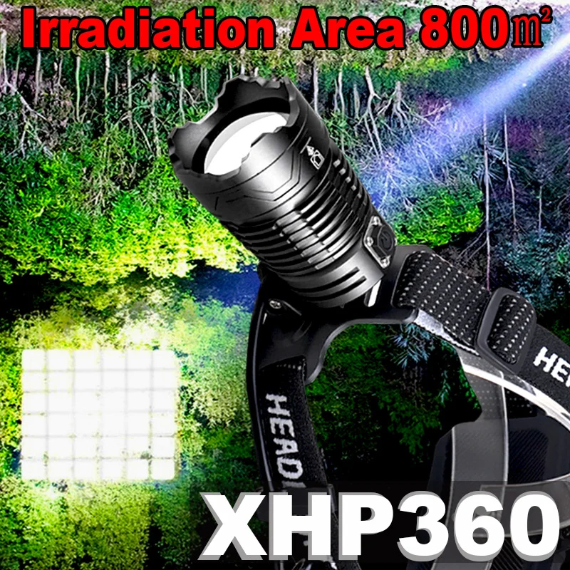 Newest 1000000LM LED Headlamp Upgrade XHP360 Headlight use 3*18650 Flashlight USB Rechargeable Head Lamp Torch Light Lantern