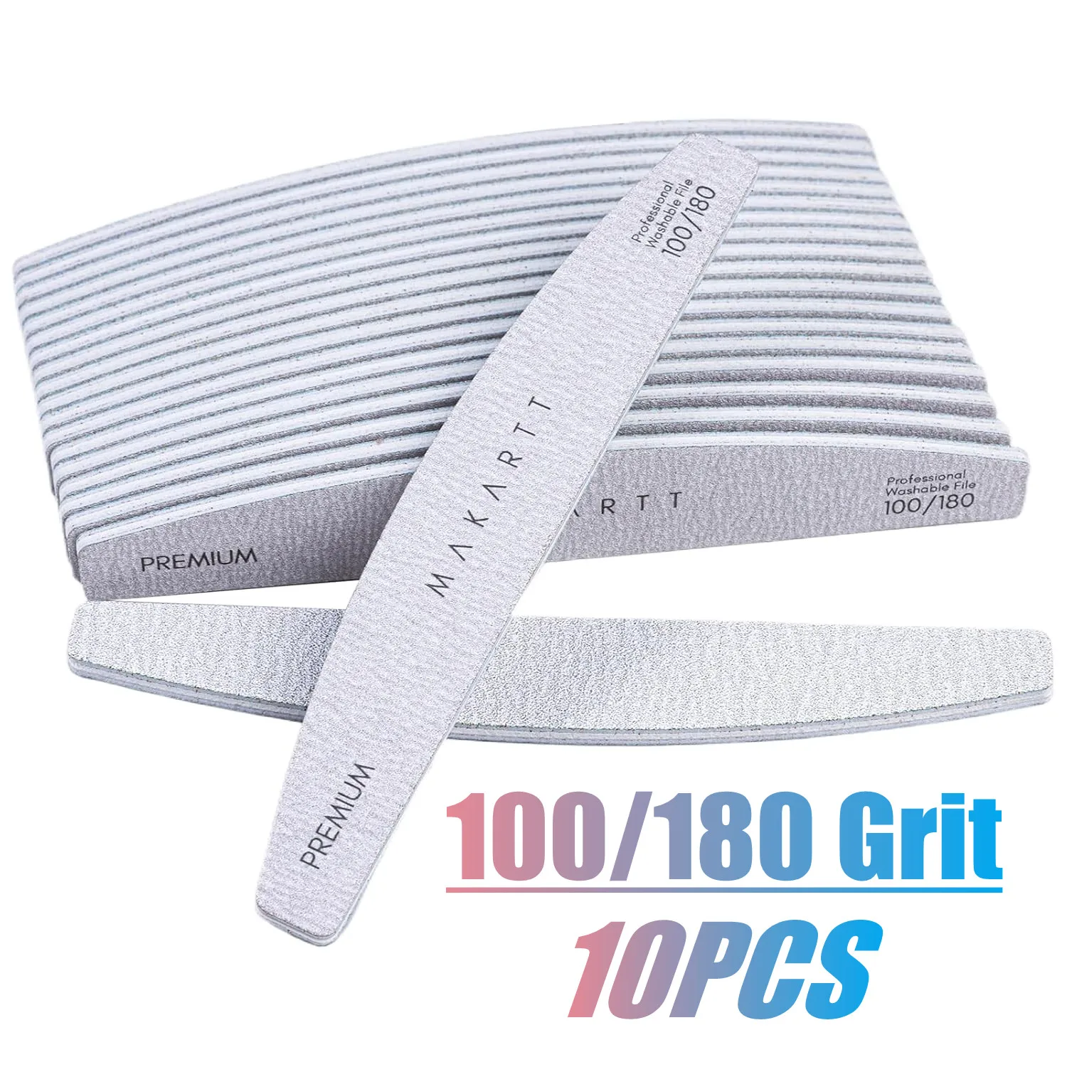 

Makartt Nail File 100/180 Grit Dual Sides Curved Ergonomic Acrylic Gel Dip Powder Remove Shaping Natural Fake Nails Professional
