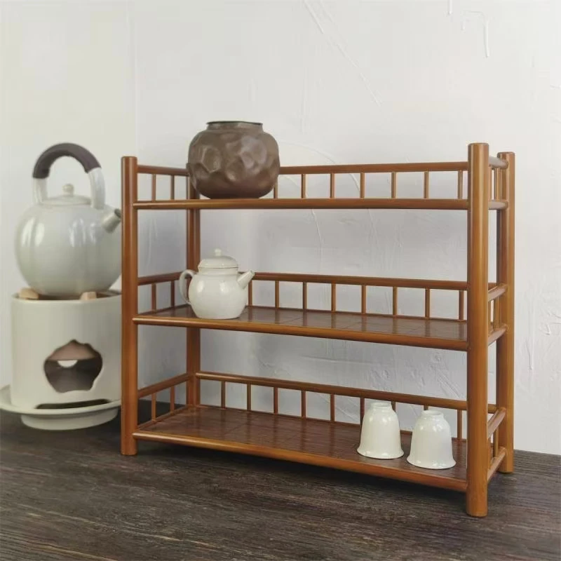 

Chinese-style bamboo tea table: a rectangular tea rack with retro storage function, capable of accommodating high-grade tea sets