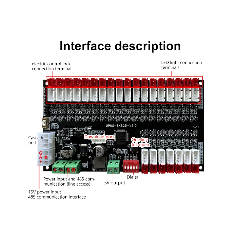 25CH Smart electronic cabinet Lock Control board Smart locker Storage Cabinet controller 12V/24V With LED light