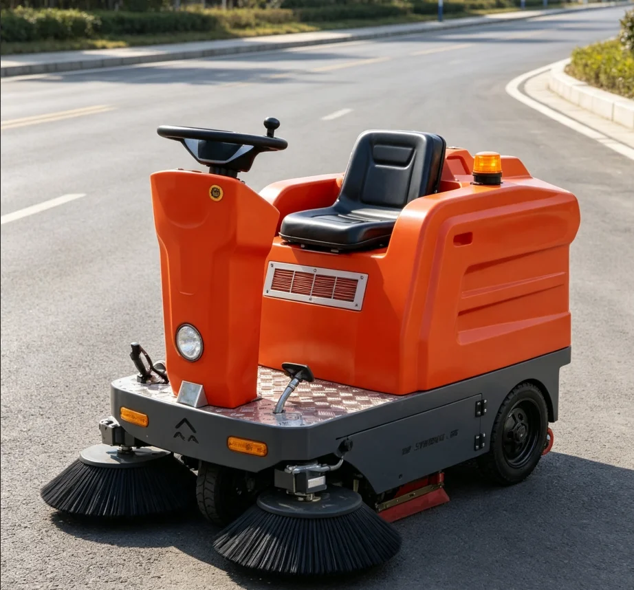Durable Ride On Electric Floor Sweeper Industrial Cleaning Machine For Pavement Factory Warehouse Residential Street Sweeping