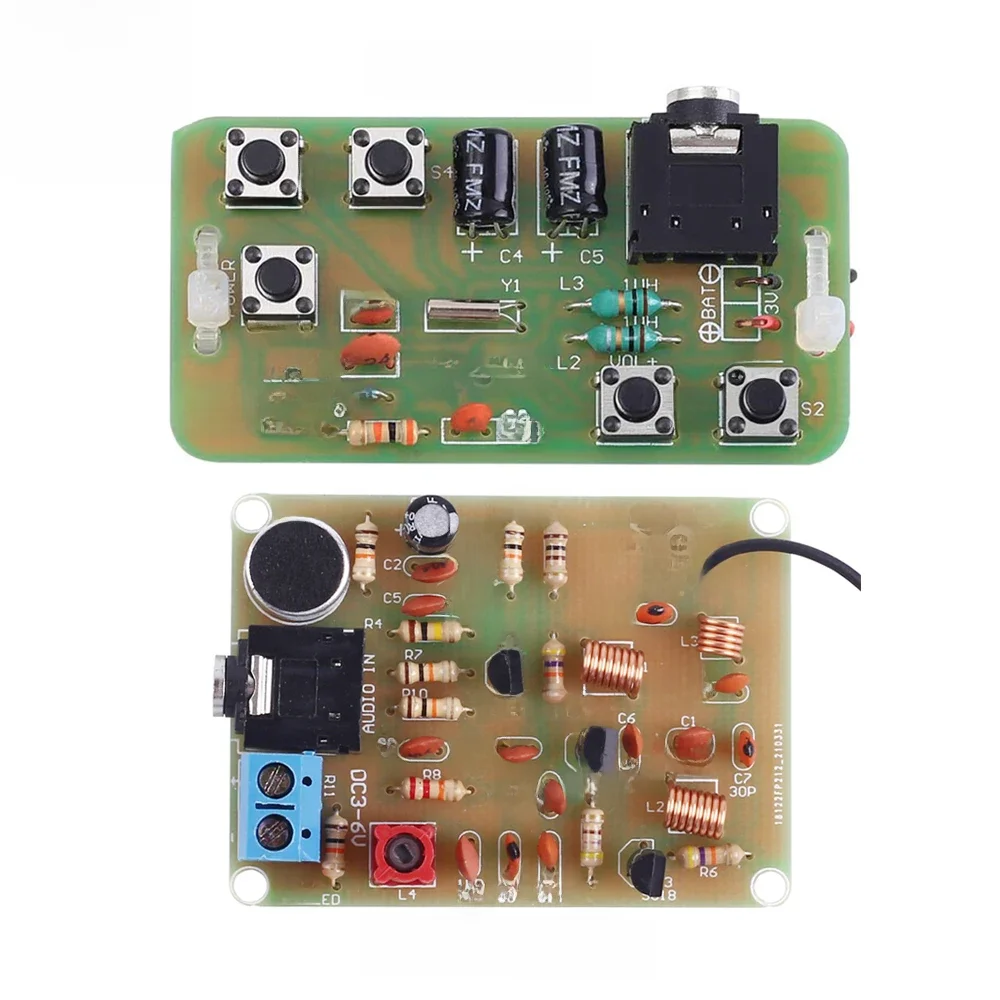 DIY zestaw elektroniczny moduł radia stereo FM 76-108 MHz nadajnik bezprzewodowy obwód odbiornika płytka drukowana projekt praktyki lutowania — zdjęcie 2