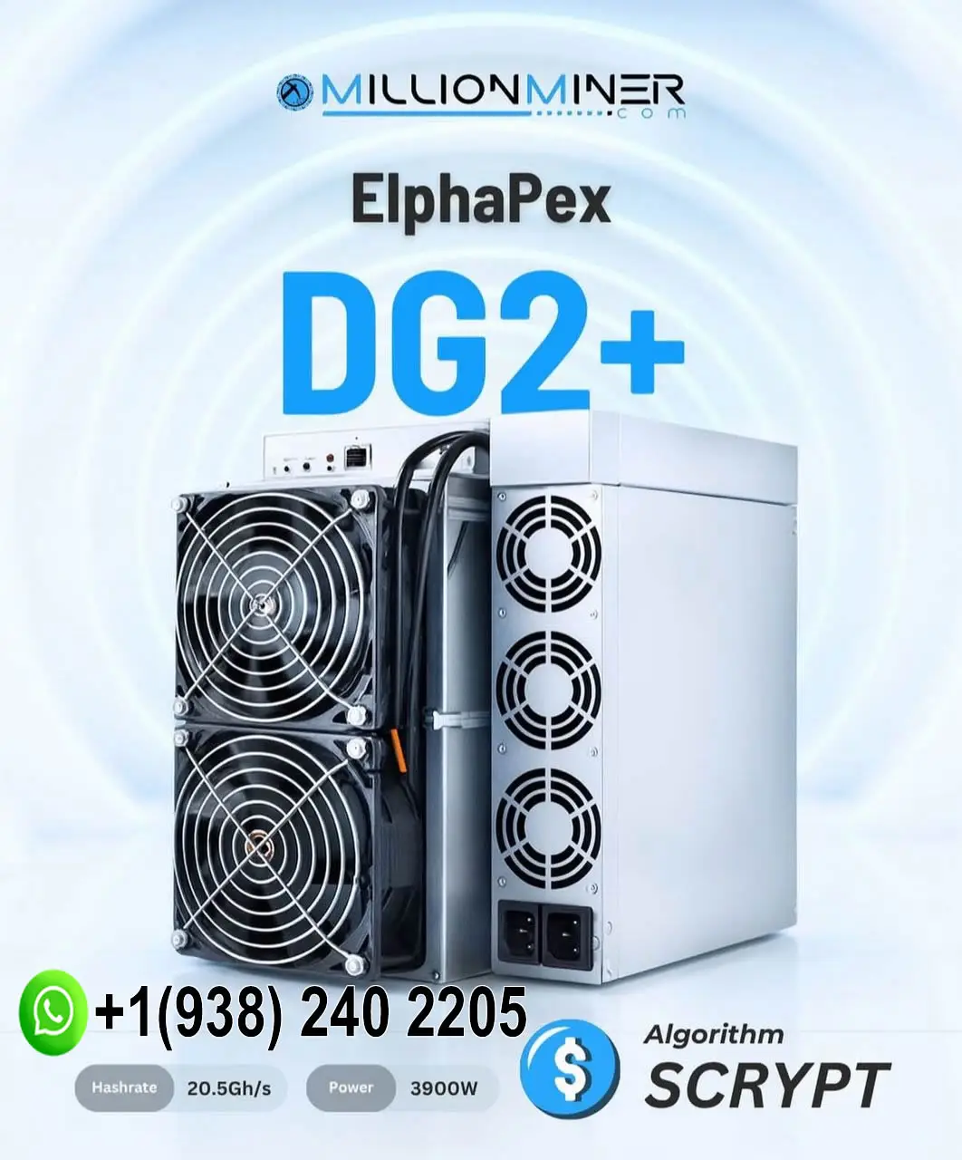 DCE ElphaPex DG2+ 20,5 ГГц/с Новый майнер Scrypt ASIC Dogecoin Litecoin DOGE LTC-машина Компьютерный процессор данных