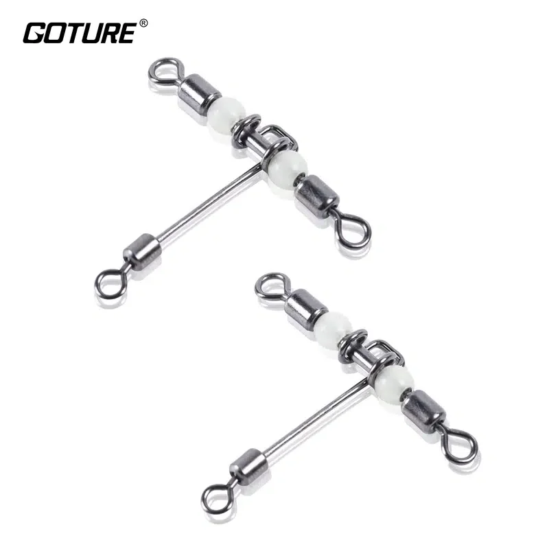 

Goture 20pcs 3 Way Cross-Line Barrel Fishing Set, T-Shape Triple Fast Rolling Swivels Tackle Connector For Saltwater Freshwater