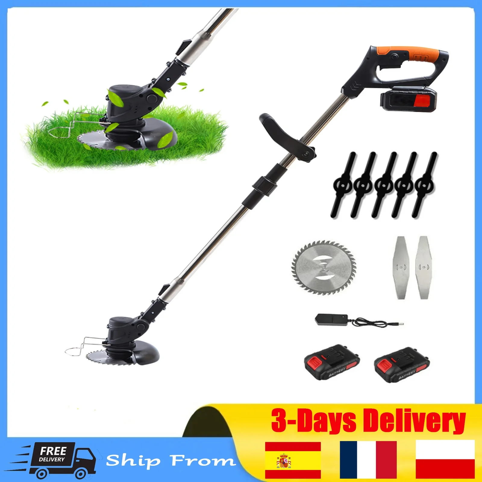 Cutter Garden Tools With 10000mah Li-on Battery 1880W Electric Lawn Mower 13000RPM Cordless Grass Trimmer Length Adjustable