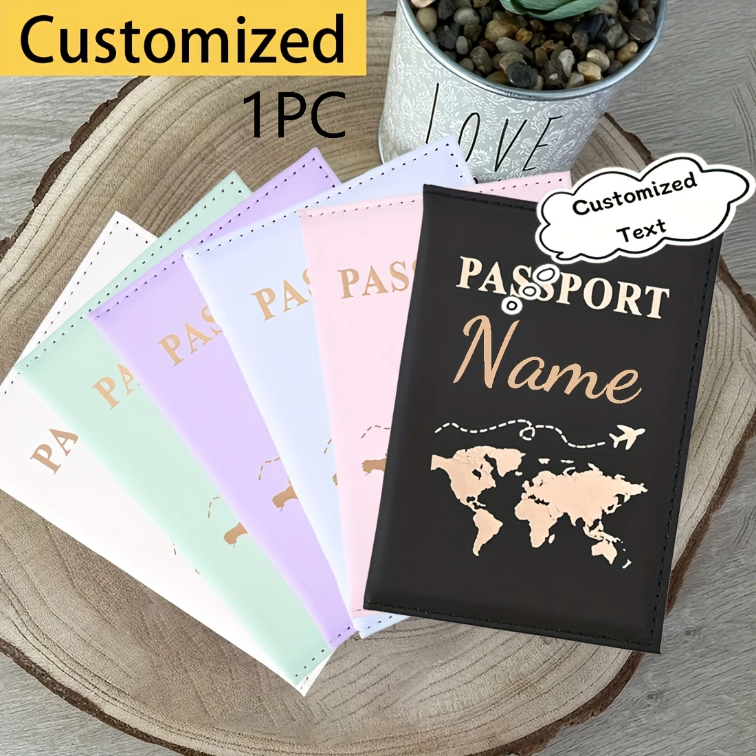 World Map Custom Name Passport Holder Stylish Easy Access Travel Case Multi-color Valentine Gift