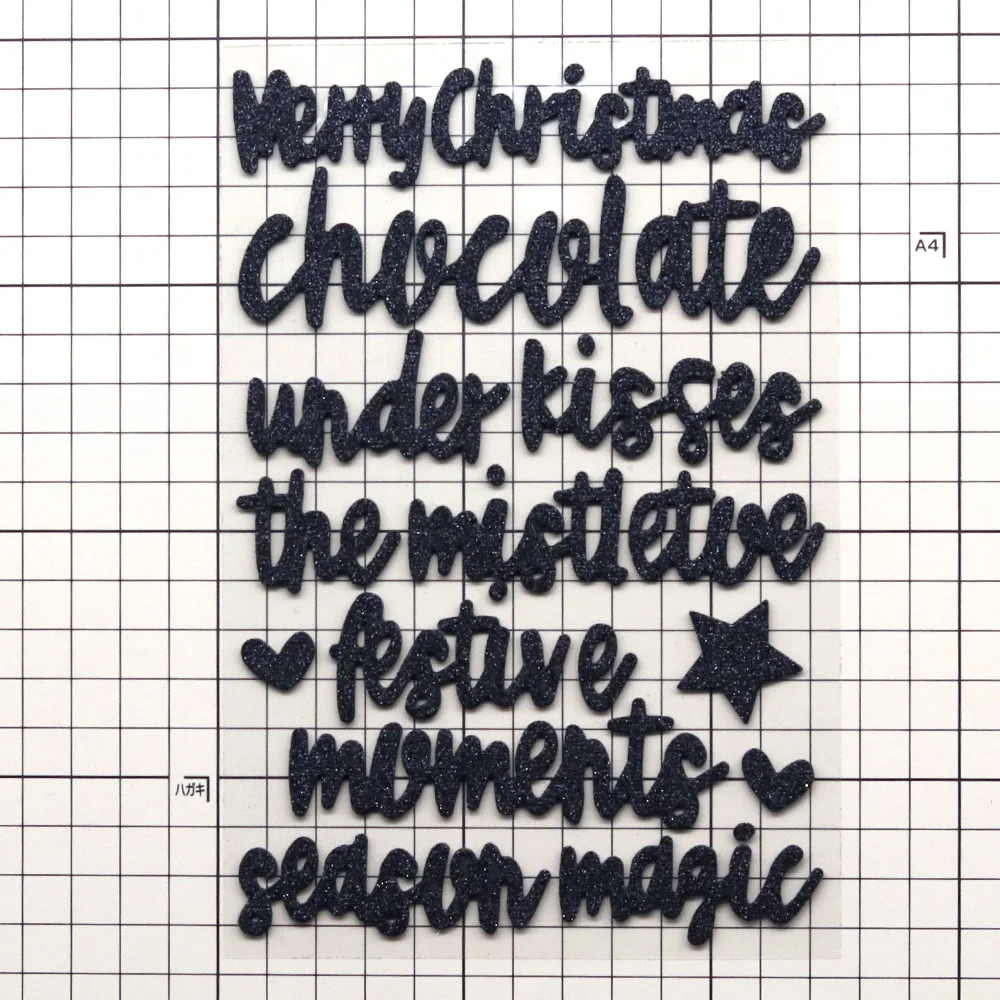 Creative Path Schwarze Glitzer-Frohe-Weihnachten-EVA-Schaumstoffaufkleber, Vintage-Weihnachtswörter, Scrapbooking-Aufkleber für Journaling und Basteln – Detail 2