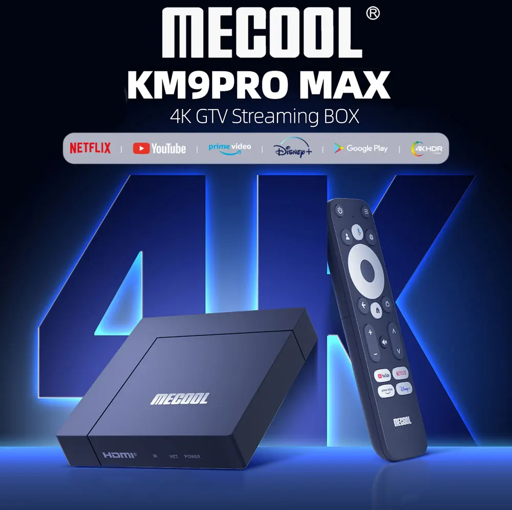 2025 MECOOL KM9 PRO MAX Android TV Box Realtek1325-B 2GB 32GB 4K HDR Android 12 2T2R WIFI5 Google صندوق التلفزيون المعتمد