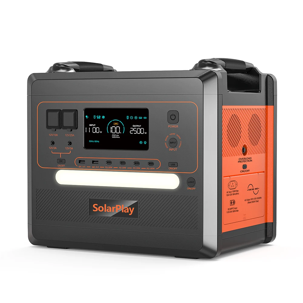 SOLARPLAY 2304WH Tragbares Kraftwerk LiFePo4-Batterie 2500 W BMS USV-Stromversorgung 220 V Solargenerator Speicher Energie Camping