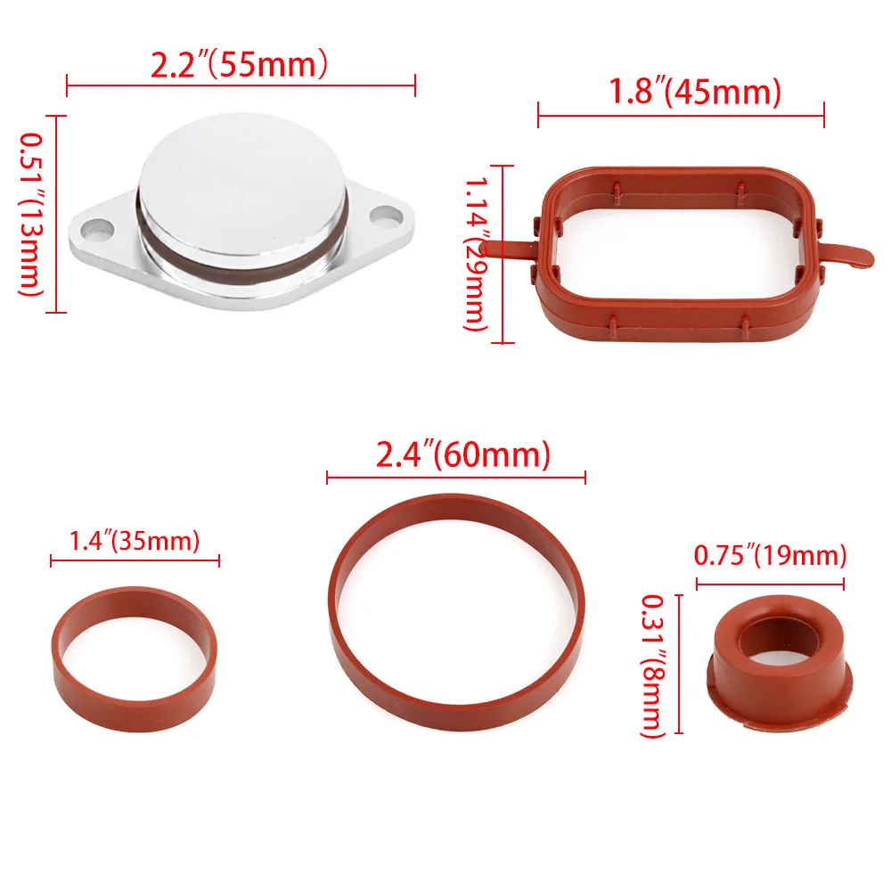 For BMW M57 E39 E60 E46 E38 E53 E83 E70 E71 E92 X3 X5 X6 Swirl Flap Blanks Plate & Intake Inlet Manifold Gasket Seal 22/33mm 4pc