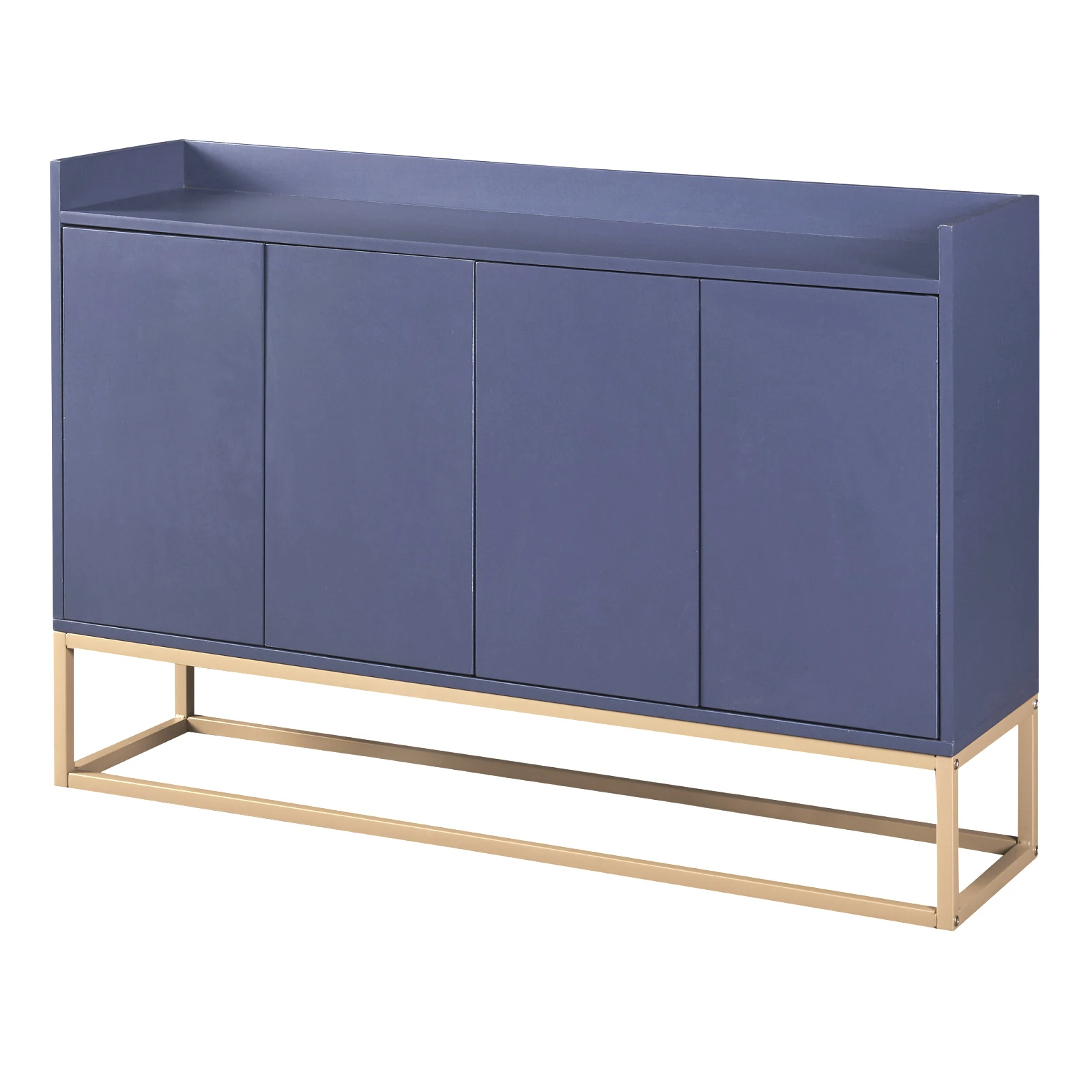 Comanlai 120x30x80cm minimalistisch dressoir, ladekast, moderne buffetkast, met 4 deuren, metalen poten, verstelbare plank