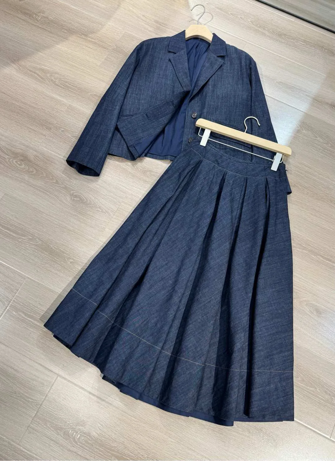 Casual high quality spring denim skirt suit