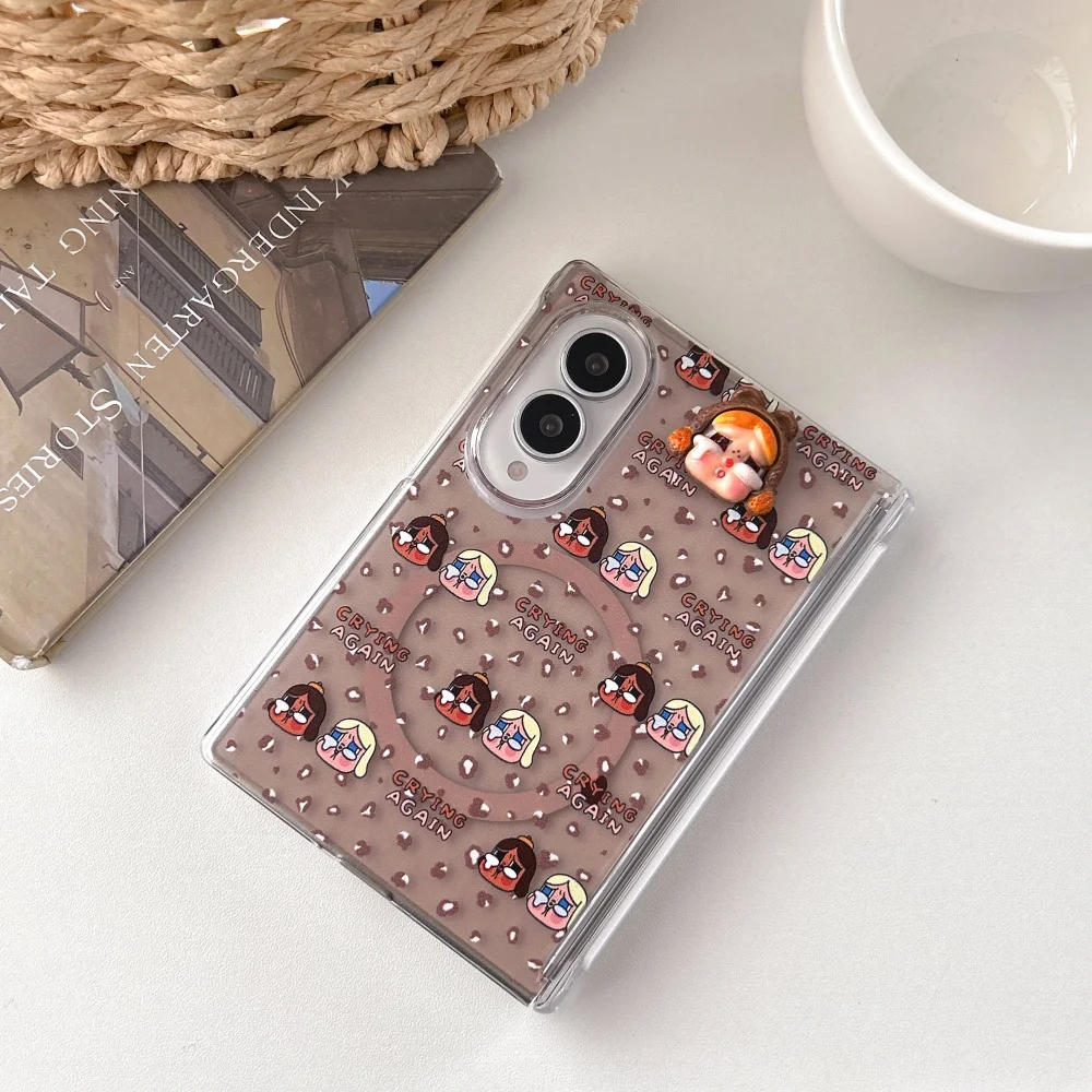 Zabawne, kreskówkowe etui magnetyczne na telefon Samsung Galaxy Z Fold 8 Ultra 7 Fold 6 5 Fold 7 Fold 8 z podstawką Magsafe i łańcuszkiem. — zdjęcie produktu 5