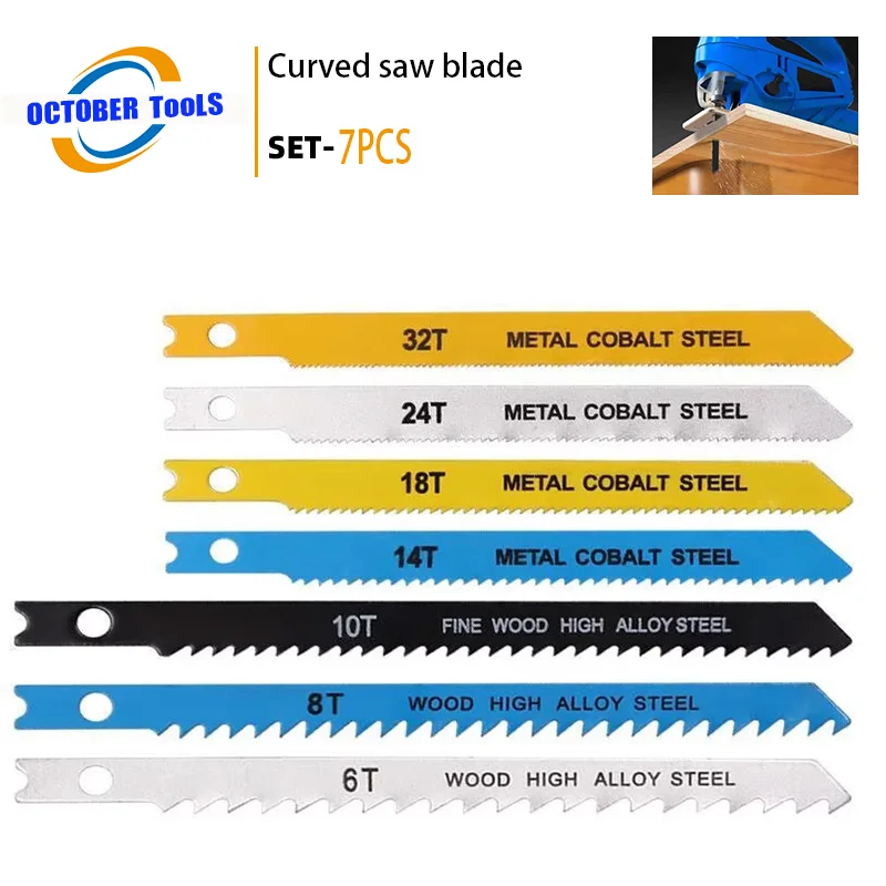 

Professional 7PC Bi-Metal Jigsaw Blades for Wood Metal Plastic Cutting Coarse & Fine Teeth Durable Multi-Purpose Tools