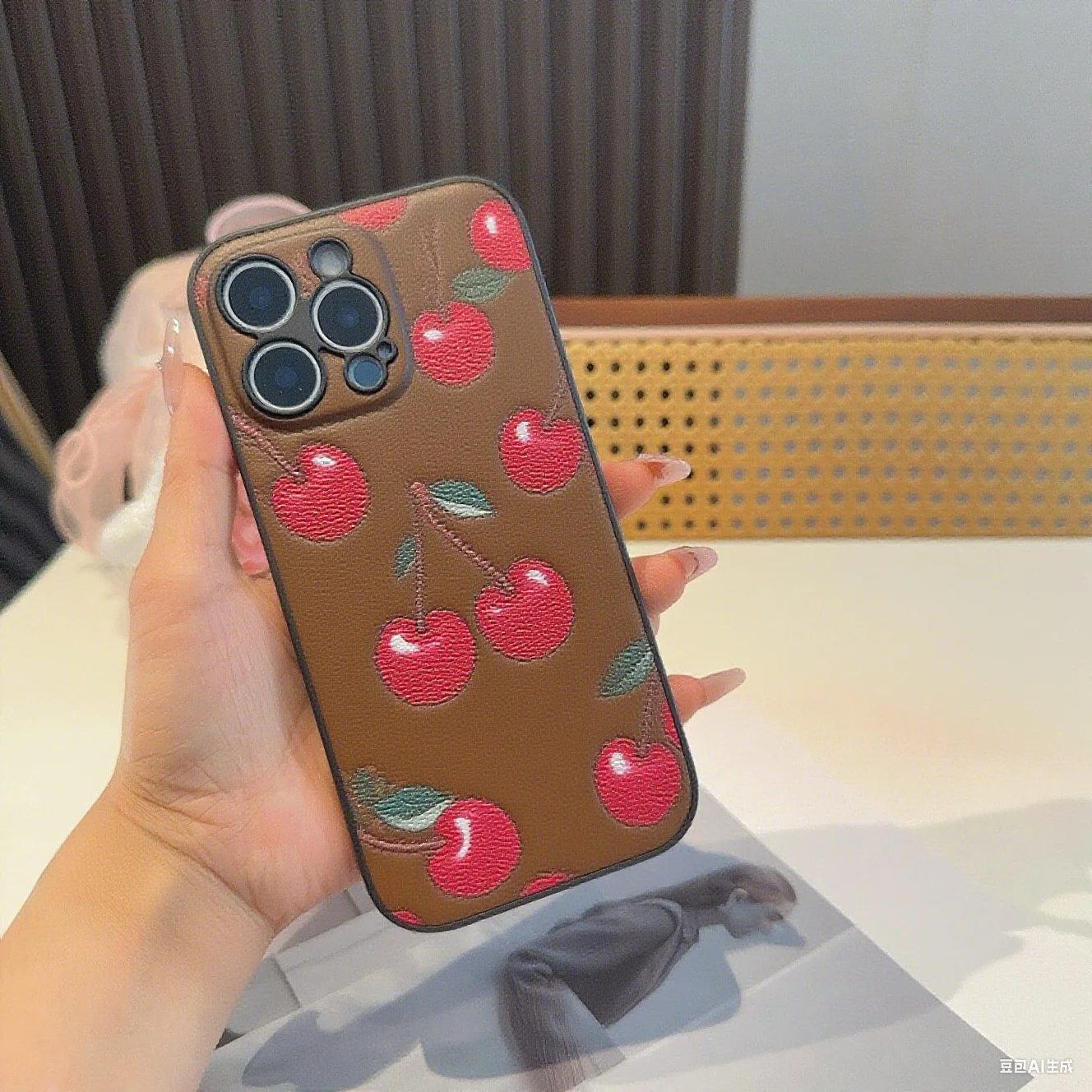 

Чехол для мобильного телефона с полной объемной текстурой вишни, модный универсальный мягкий чехол 14, 15, 16, несколько моделей чехлов для телефонов