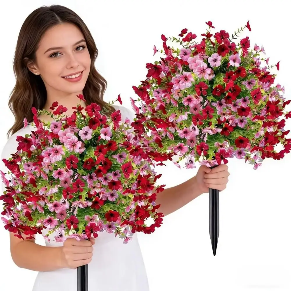 2 Stück Künstliche Fliederblumen mit Erdunterlage - Äußerst Realistisch und Natürlich. Geeignet für Innen- und Außendekoration, Hochzeiten und Tischdekorationen. Zweifarbig rosa/rosafarbene,