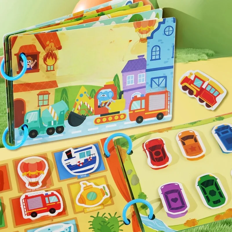 Livre silencieux Montessori pour enfants, Puzzle, reconnaissance des mots, autocollants d'éveil, éducation précoce, livre de jouets pour l'apprentissage des enfants