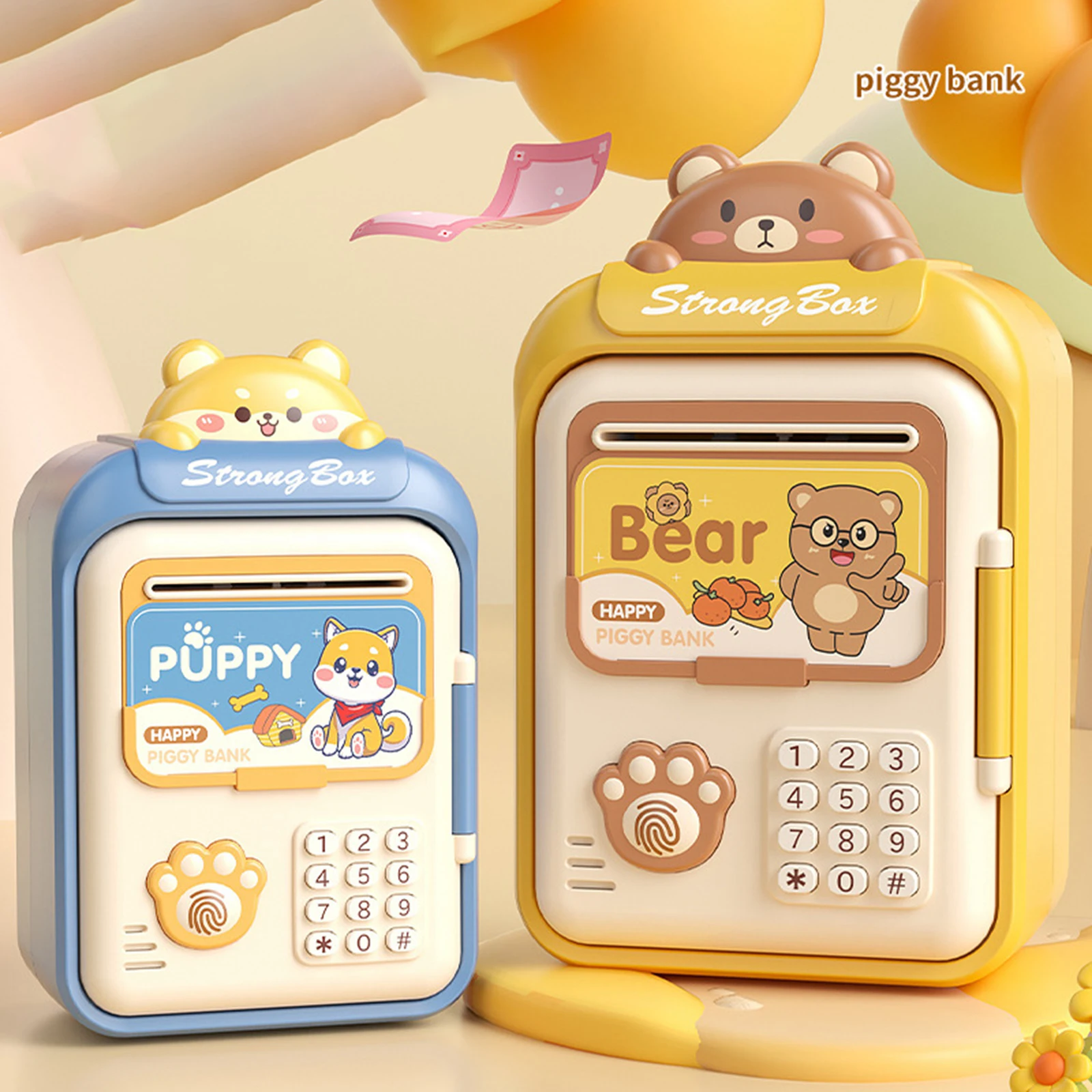 子供のための電気貯金箱,銀行,自動,ロール,現金セキュリティボックス,パスワードロック,銀行,誕生日プレゼント