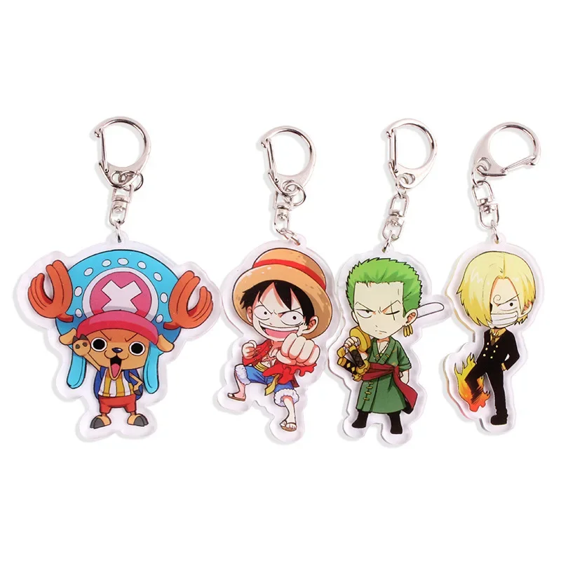 Porte-clés en acrylique, une pièce, Luffy Zoro Sanji Ace Sabo Marco Trafalgar Law Nami Chopper Kaido Franky, pendentifs, jouets figurines