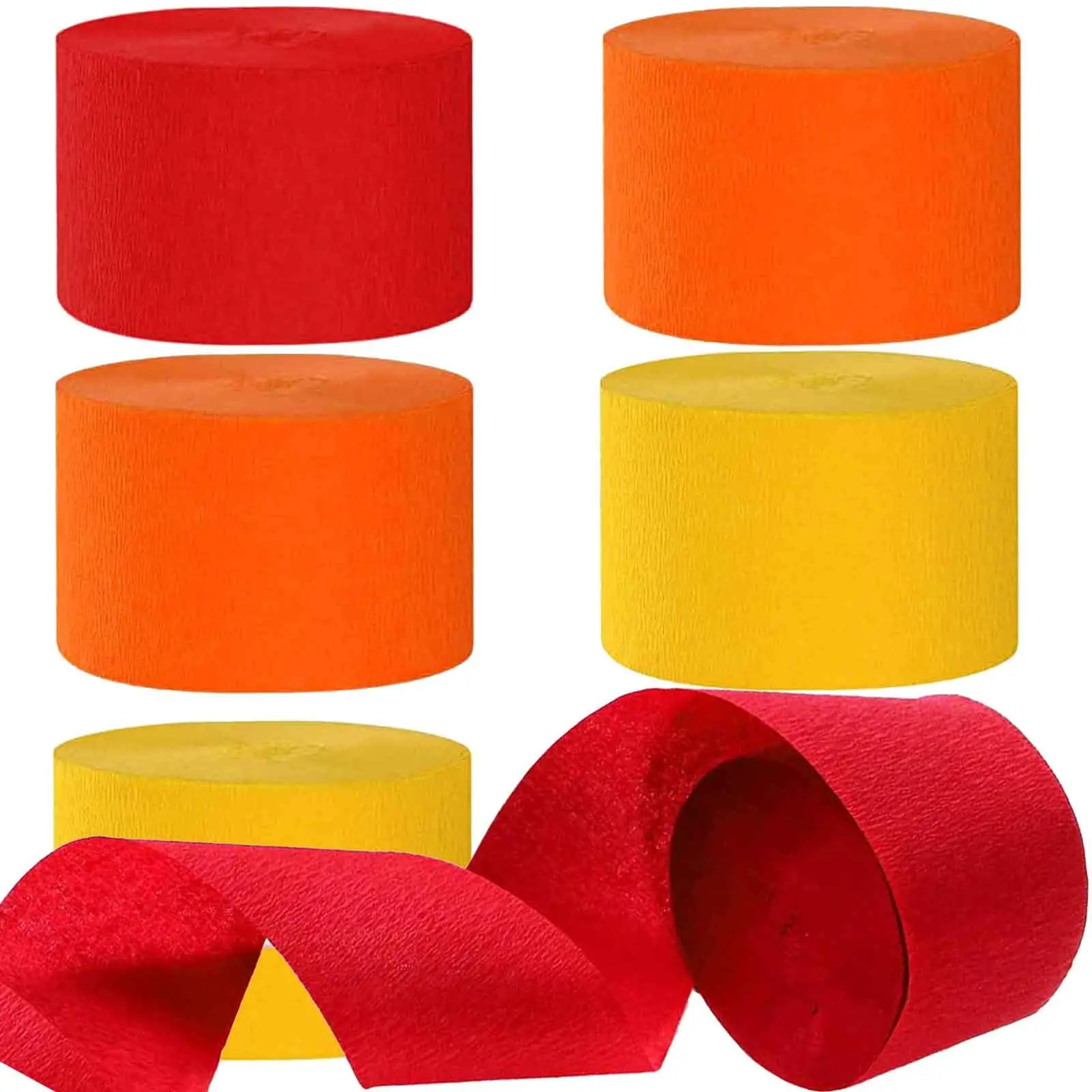 

6 Rolls Red and Orange Yellow Crepe Paper Streamers for Firefighter Party Decorations DIY Fireman Sam Birthday Backdrop Supplies