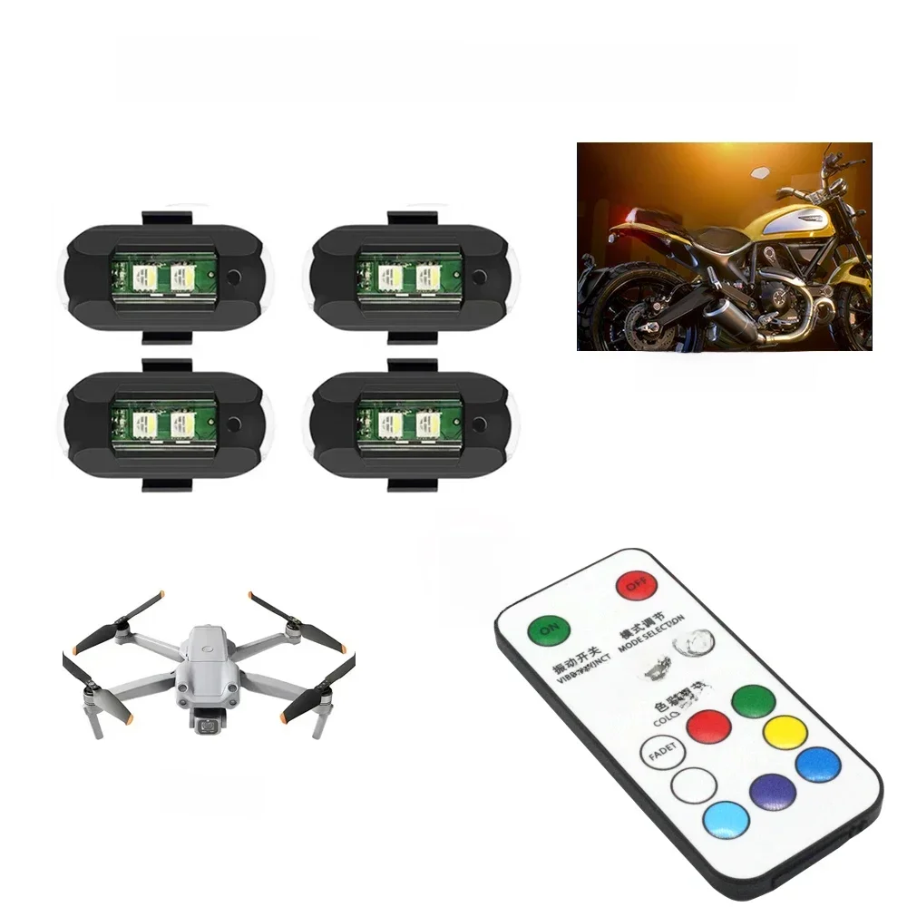 1Pcs Remote LED RGB Anti-collision Warning Light Magnetic Mini Signal Light Drone Strobe Light 7 Color Indicator Motorcycle Lamp