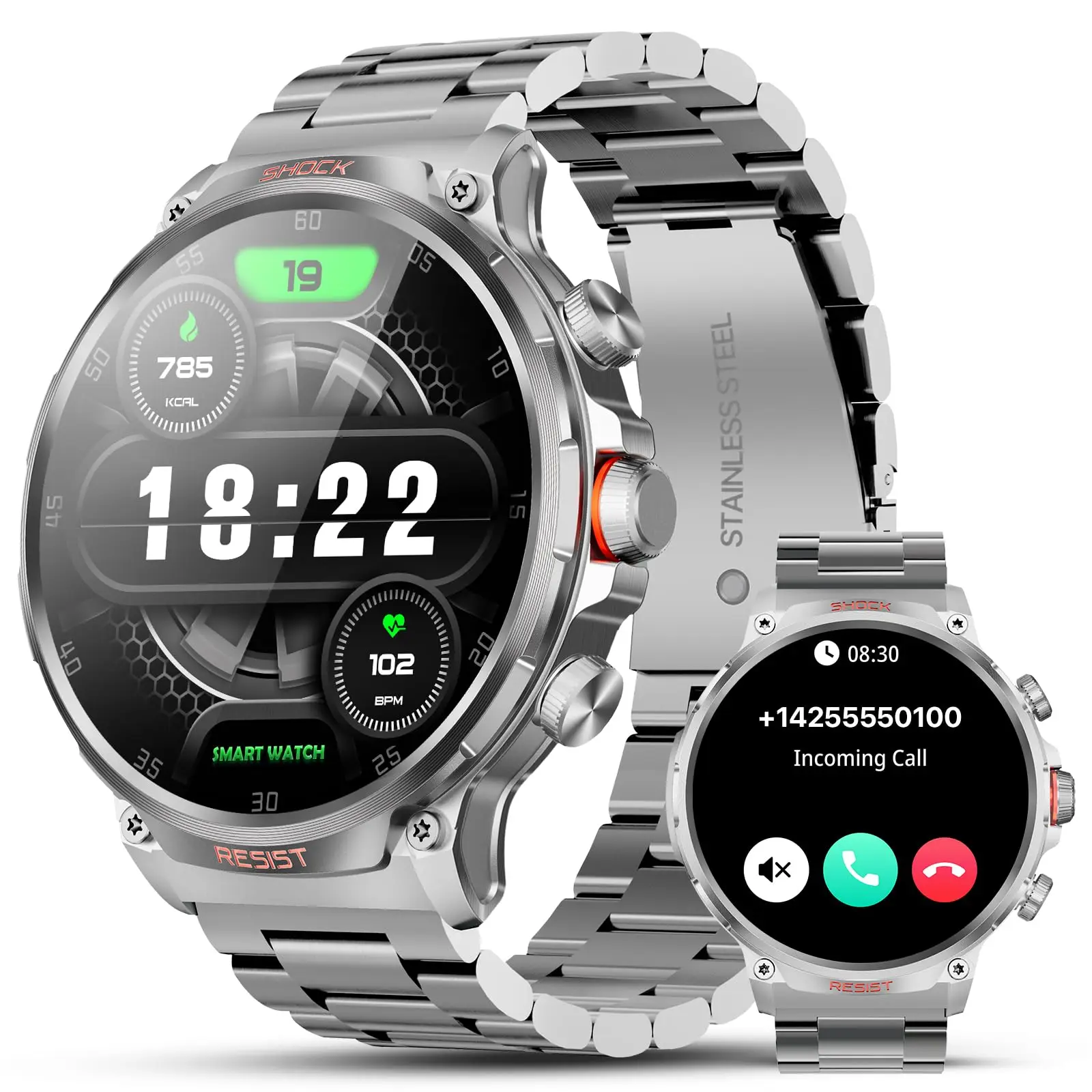 

WalkerFit Men's Military Smart Watch, 1.85 Inch Large Display Screen, 710mAh Batteries,Over 110 Sports Modes for Android and iOS