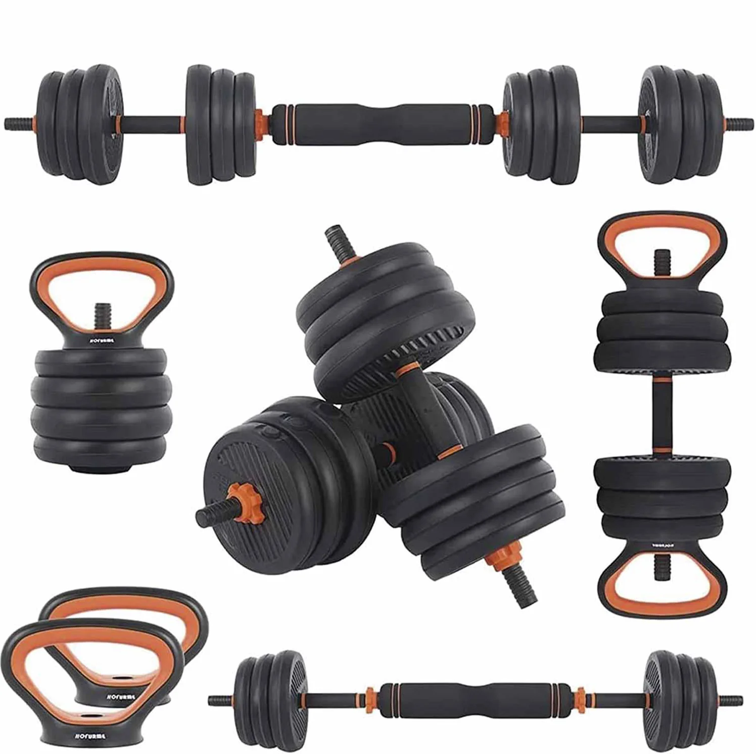 Kit de Mancuernas Brandtrendy 6 en 1 Ajustable 20 kg – Pesas Rusas, Barra y Discos para Entrenamiento en Casa y Gimnasio – Diseño Compacto y Seguro, Ideal para Rutinas Completa de Fuerza y Resistencia