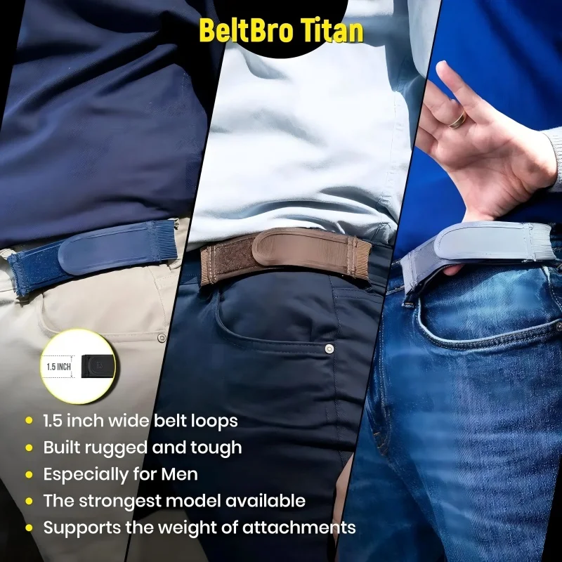 Cinto Masculino Elástico Sem Fivela (2 Unidades), Ultra Macio e Confortável, Cinto de Calça Sem Botão, Moderno