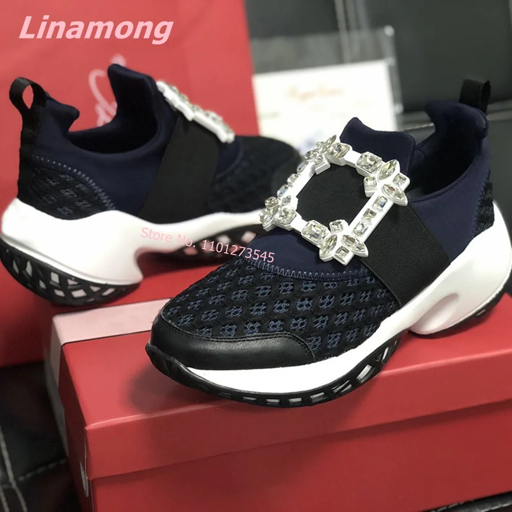 2024 New Canvas Women Sneakers Lace Up Luxury Crystal Slip-on Net Comfortable Breathable Sports Running Sport Shoes Vulcanized