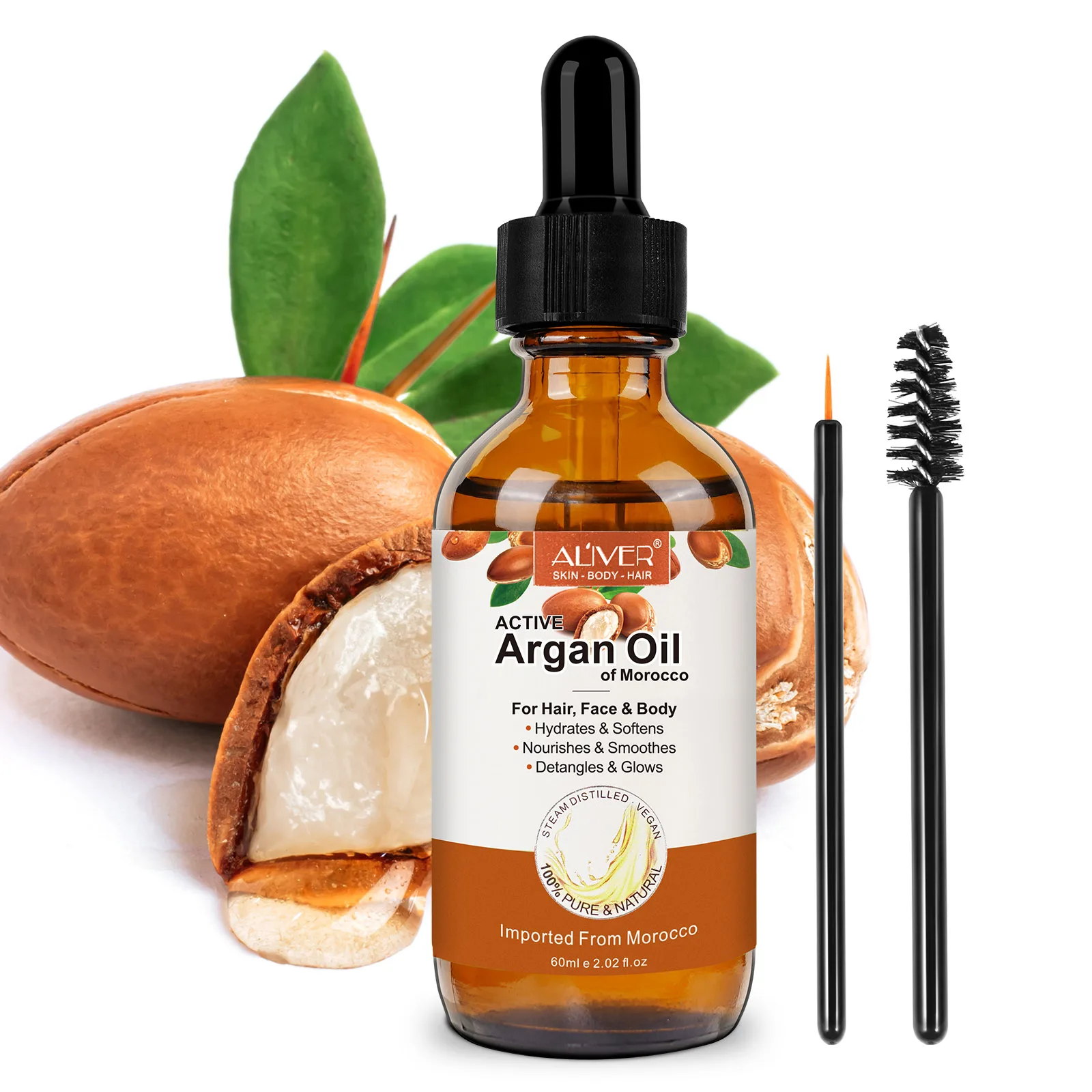 Active Argan Oil From Morocco 100 Pure Cold Pressed For Hair Face Body Hydrates and Softens Nourishes Smoothies Detangler Glows