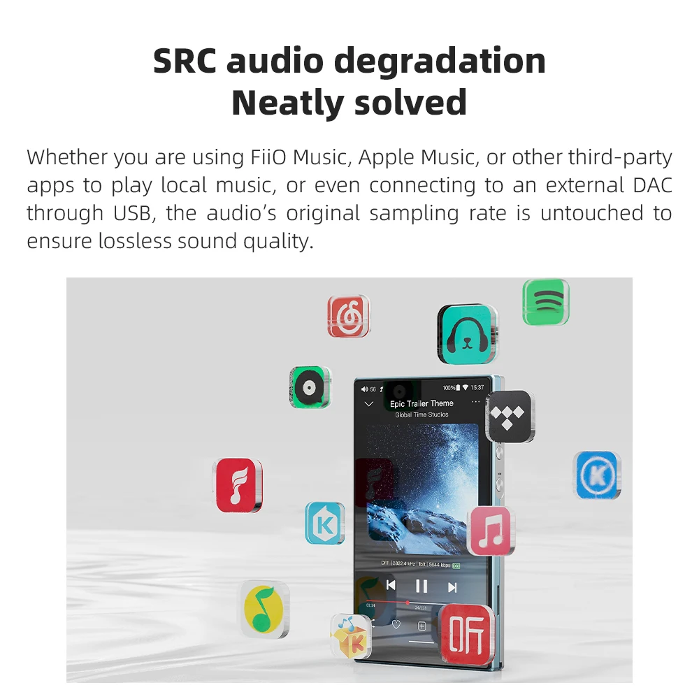 FiiO JM21 안드로이드 13 고해상도 음악 플레이어, MP3, 스냅드래곤 680, 블루투스, 와이파이, USB DAC, 12.5 시간 재생