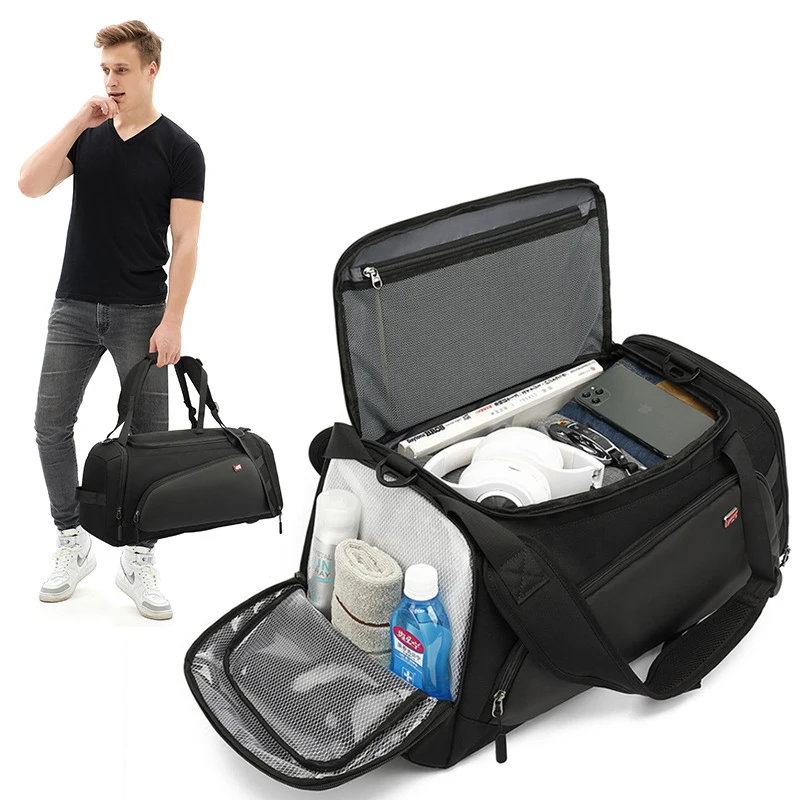 Multi-functional Travel Bag With Wet Dry Separation Shoe Compartment for Fitness Business Shoulder Can be Used As Men Backpack