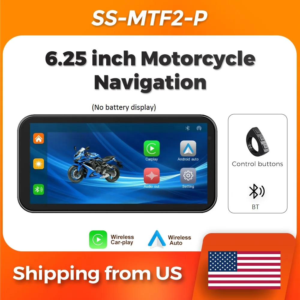 

NaviFly 6.25 Inch Motorcycle Navigation GPS Wireless CarPlay Android Auto IP67 Waterproof Portable Display Screen BT DVR TPMS
