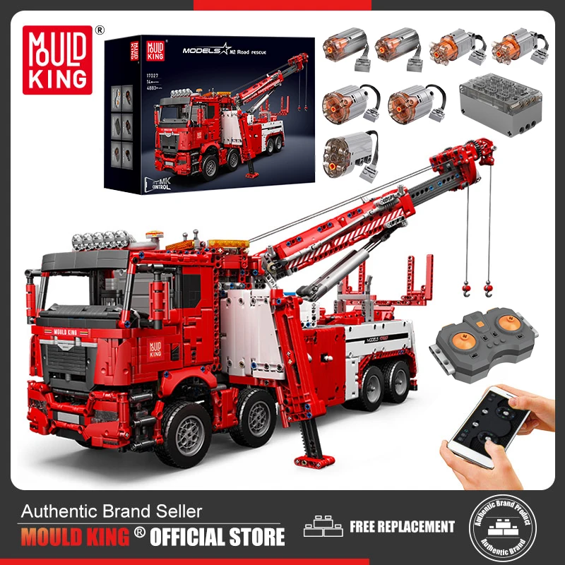 MOULD KING 17027 Technical Building Blocks RC Motorized Fire Rescue Vehicle Toys MOC Bricks Car Model Kids Christmas Gifts