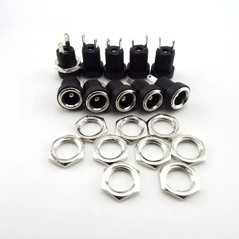 DC022B 5,5 x 2,1 mm Gniazdo zasilania DC Złącze żeńskie DC 2 Zacisk 2-pinowe Złącze do montażu panelowego Adapter wtyczki 5,5 * 2,5 — zdjęcie 2