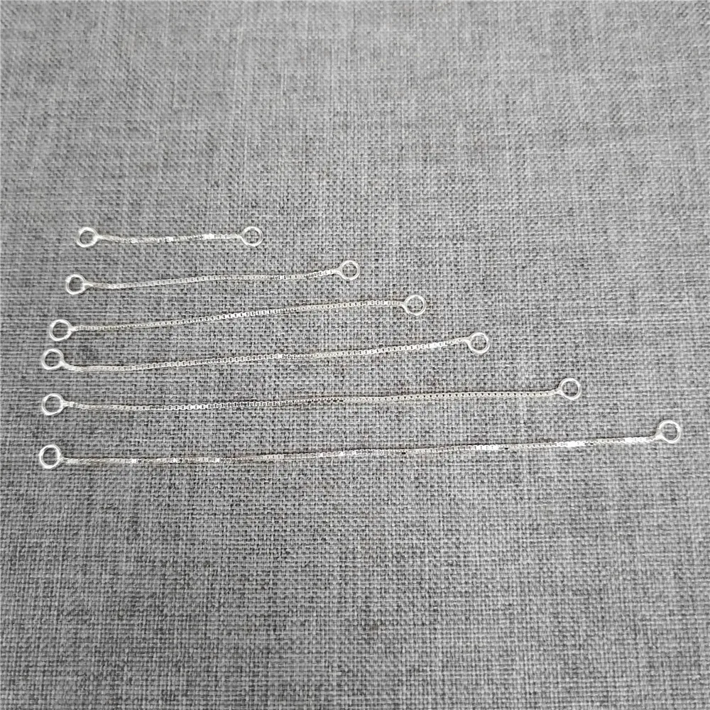 

10pcs of 925 Sterling Silver Box Chain Ear Threads with Closed Jump Rings Threader Length 25mm 40mm 50mm 60mm 70mm 80mm