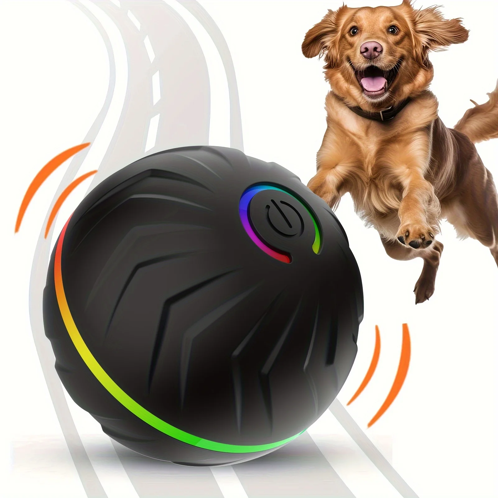 Jouet intelligent pour chien, jouet interactif pour animaux de compagnie, roulement et sautage aléatoires, lumières colorées, batterie longue durée de vie de 4 heures, inc