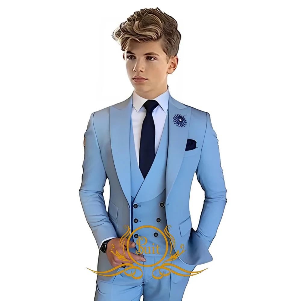 Meninos Formal 3 Piece Terno Set, Jaqueta, Colete, Calças, Casamento, Form, Smoking, Slim Fit, Vestir