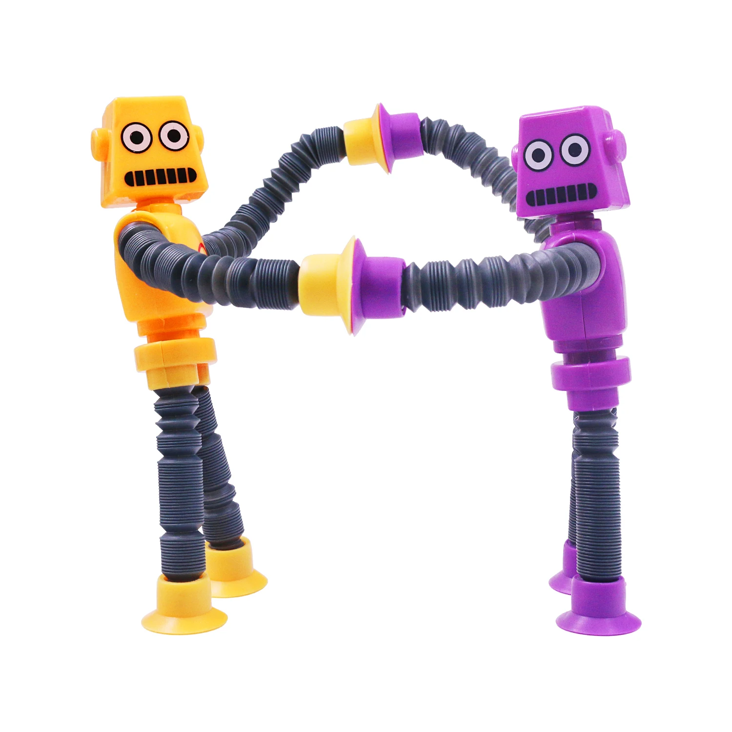 4PCS LED Pop Tubes Robot Fidget Toys, Sensory Pop Tubes for Toddlers, Telescopic Suction Cup Fidget Toys for Autistic Children