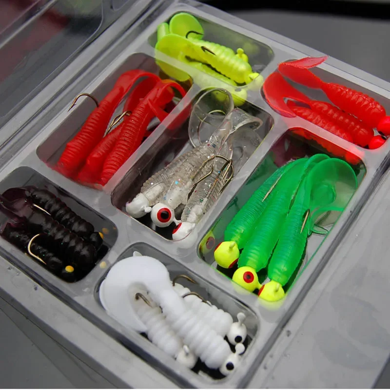 21 pièces/ensemble leurres de pêche ensemble artificiel Swimbait métal gabarit cuillères leurre souple pêche Silicone appât matériel de pêche accessoires