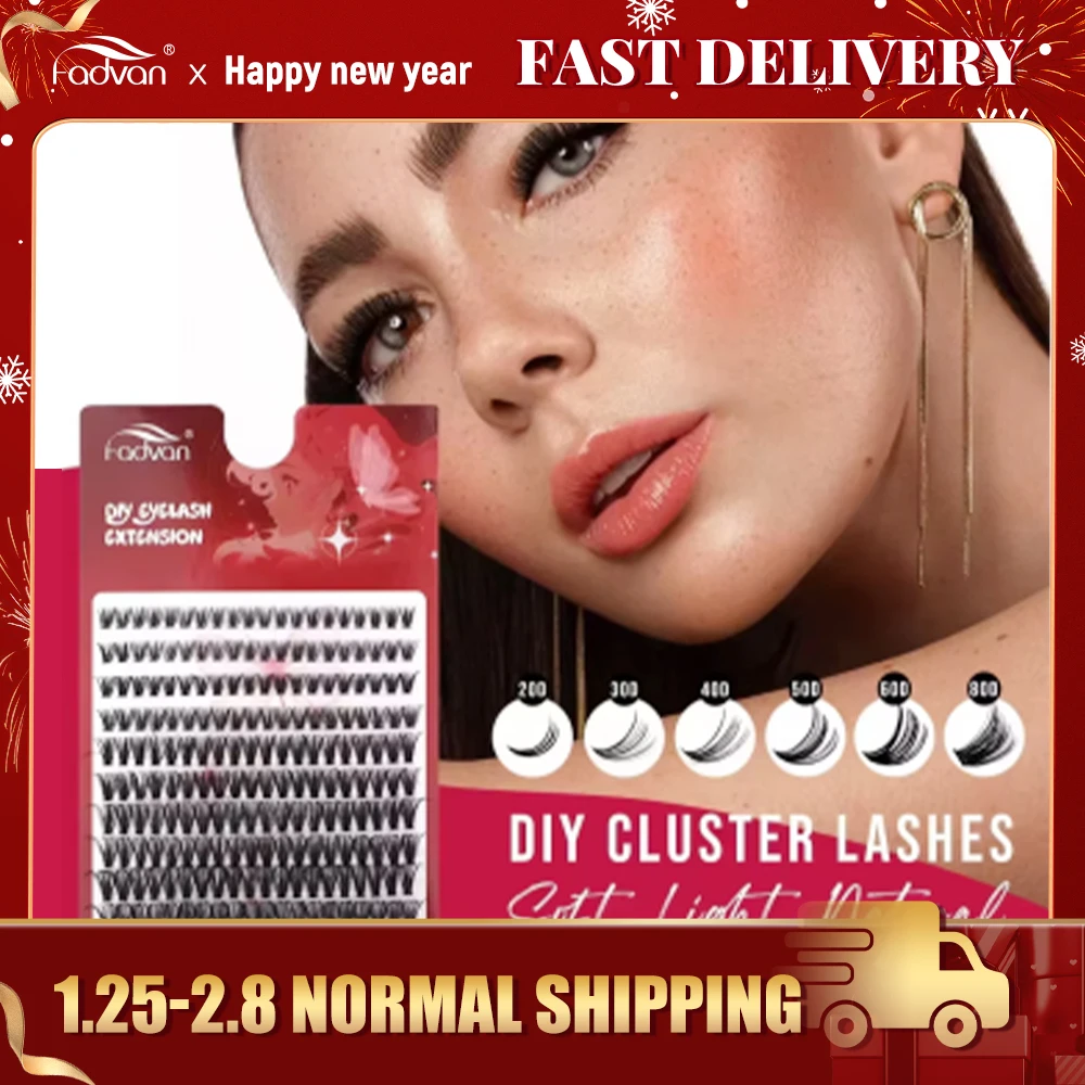 Fadvan 60P/80P DIY Eyelash Extension Kit Individual Lashes Cluster D Curl Mix Lash Clusters with Bond and Seal Lash Extensions