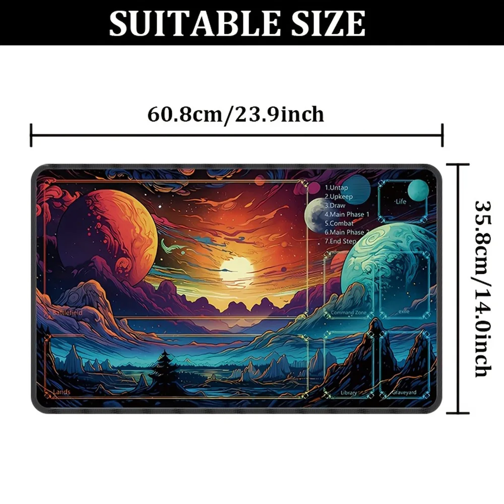 1Pcs Sunset Fantasy TCG Playmat Extra Large Gaming Zone Rollable Mouse Pad Non-Slip Rubber Base for Party PC Gamers Desktop