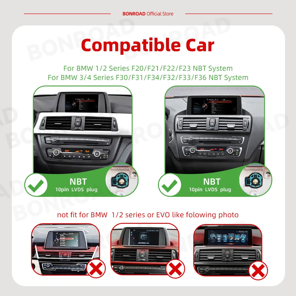 Wireless Carplay Multimedia Display Screen Android Auto Radio For BMW 1 2 3 4 Series F20 F21 F22 F30 F31 F32 F33 F34 F36 M4 F82
