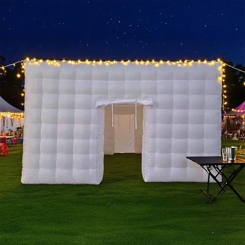 Barraca inflável branca do boate da discoteca da festa de casamento dez, clube noturno em forma de tcúbico para eventos de casamento ao ar livre