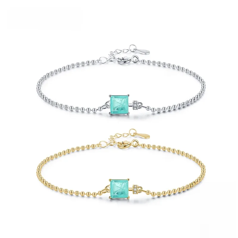 Modian 2021 Neue Echt 925 Sterling Silber Luxus Platz Turmalin Perlen Kette Armband Für Frauen