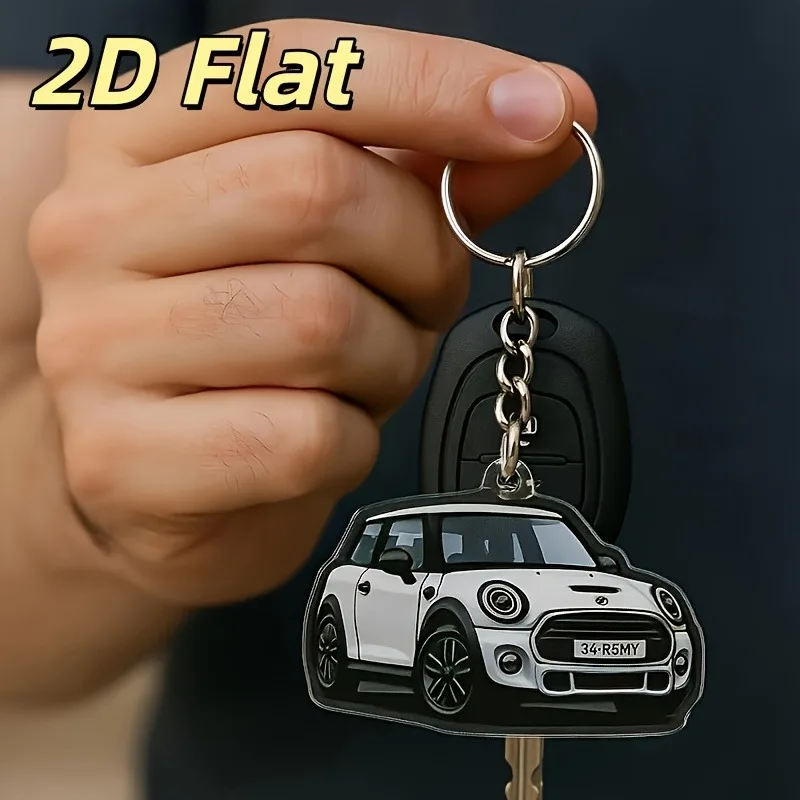 2D Plane - Personalized 2D Plane Car Acrylic Keychain with a Small Car Photo Keychain, Comes with a Customizable Keychain