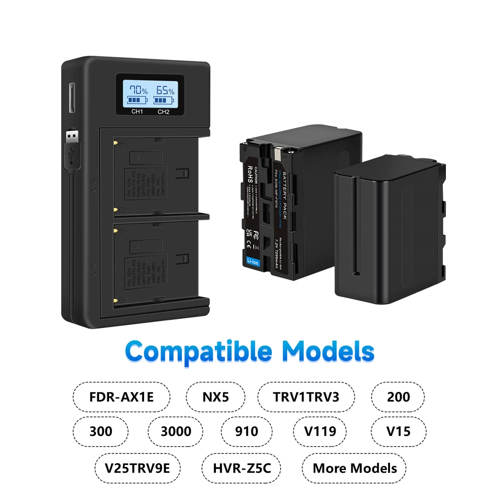 NP-F550 NP F550 NP-F570 NP F570 Akumulator + podwójna ładowarka LCD do Sony NP-F330 NP-F530 NP-F570 NP-F730 NP-F750 NP-F960 NP-F970