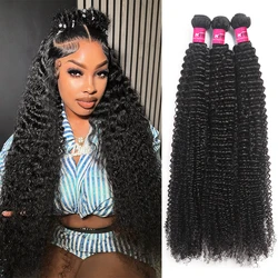 Kinky Curly Bundles Brazilian Curly Wave Hair 100% Remy Human Hair Weave Bundles Extensions Natural Color 1PC Bundle Extensions