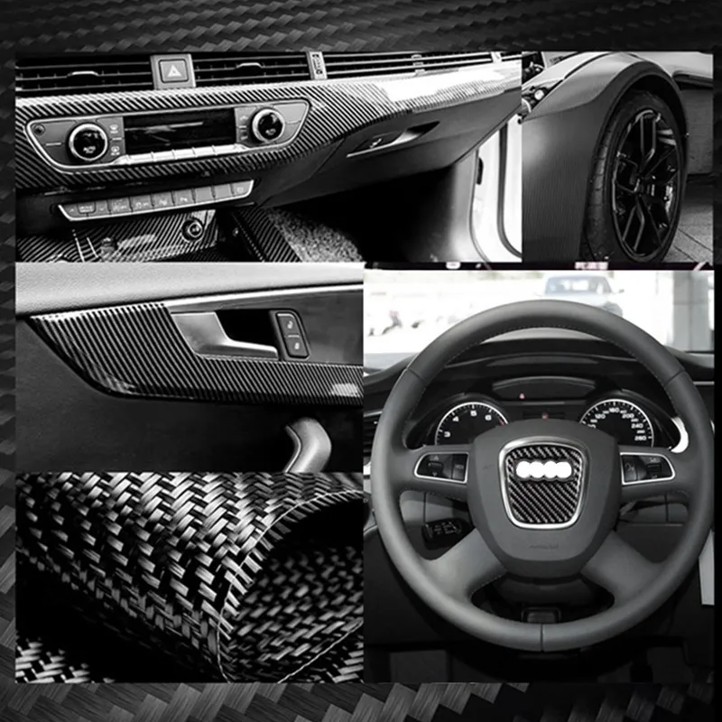 Car Accessories For Audi A1 A3 A4 A5 A6 A7 A8 Q3 Q5 Q7 S3 S4 Carbon Fiber Steering Wheel Sticker 3D Car Sticker Interior Styling