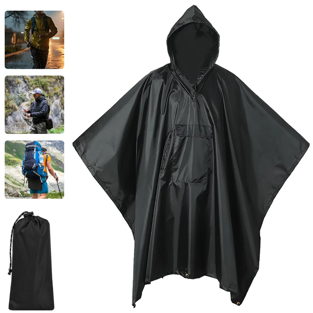 Chubasquero militar 3 en 1 para exteriores, Poncho impermeable con capucha, cubierta para lluvia para motocicleta, Camping, senderismo, viaje, tienda impermeable